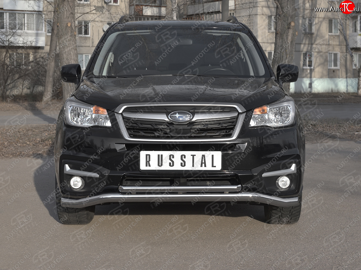 21 799 р. Защита переднего бампера (2 трубы Ø63 и 42 мм, нержавейка) SLITKOFF Subaru Forester SJ рестайлинг (2016-2019)  с доставкой в г. Краснодар