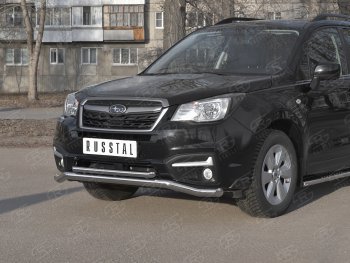 21 799 р. Защита переднего бампера (2 трубы Ø63 и 42 мм, нержавейка) SLITKOFF Subaru Forester SJ рестайлинг (2016-2019)  с доставкой в г. Краснодар. Увеличить фотографию 2