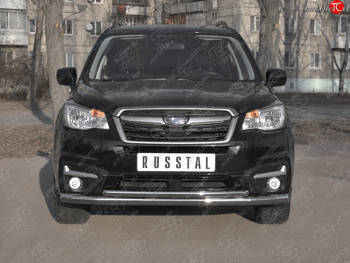 21 399 р. Защита переднего бампера SLITKOFF d63 секции-d42 дуга Subaru Forester SJ рестайлинг (2016-2019)  с доставкой в г. Краснодар