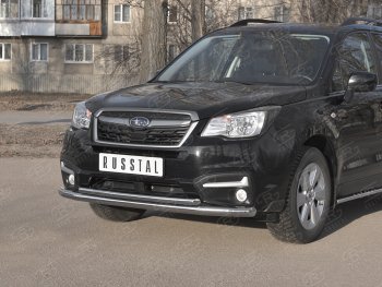 21 399 р. Защита переднего бампера SLITKOFF d63 секции-d42 дуга Subaru Forester SJ рестайлинг (2016-2019)  с доставкой в г. Краснодар. Увеличить фотографию 2