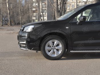 13 999 р. Защита переднего бампера (2 трубы Ø63 и 75х42 мм, нержавейка) Russtal Subaru Forester SJ рестайлинг (2016-2019)  с доставкой в г. Краснодар. Увеличить фотографию 3