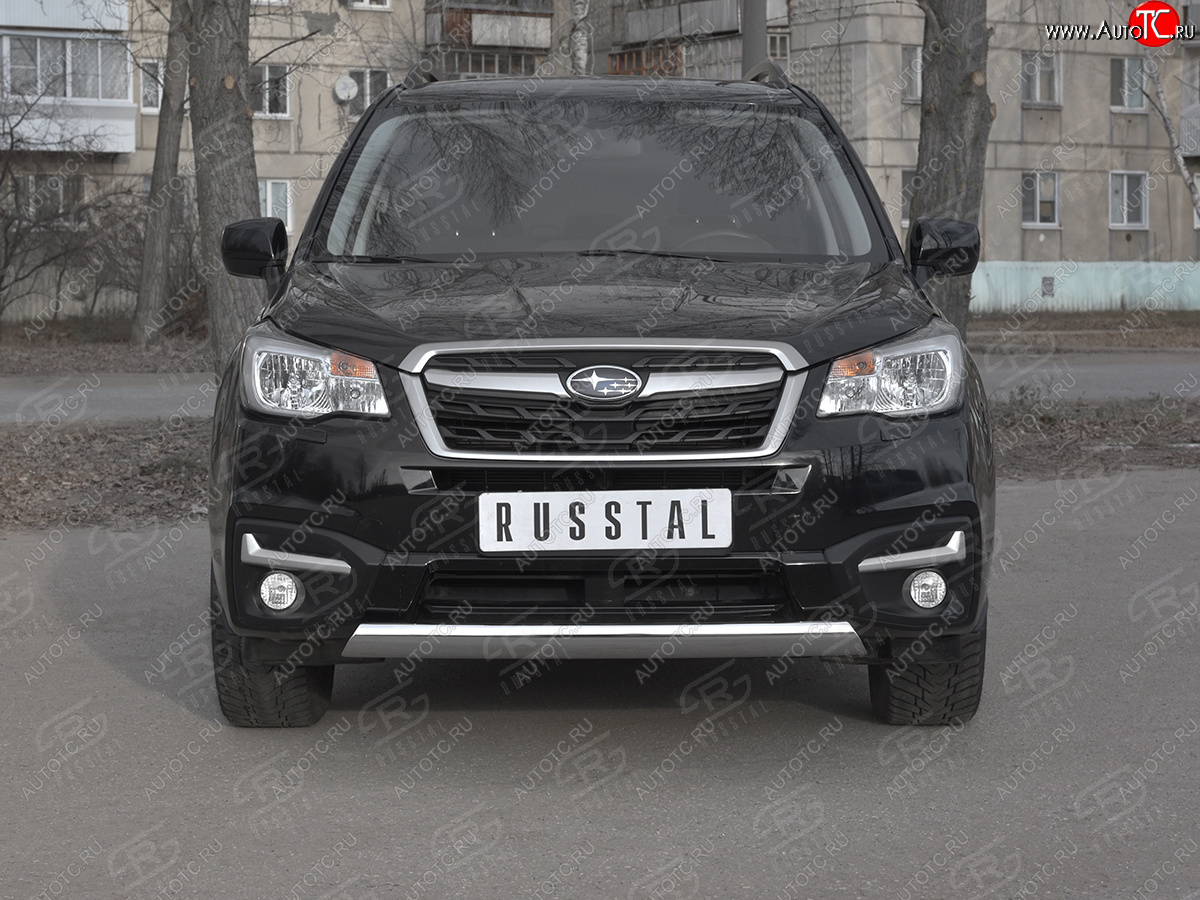 15 649 р. Защита переднего бампера (Ø75x42 мм, нержавейка) Russtal Subaru Forester SJ рестайлинг (2016-2019)  с доставкой в г. Краснодар