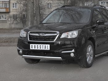 15 649 р. Защита переднего бампера (Ø75x42 мм, нержавейка) Russtal Subaru Forester SJ рестайлинг (2016-2019)  с доставкой в г. Краснодар. Увеличить фотографию 2