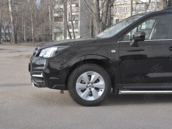 15 649 р. Защита переднего бампера (Ø75x42 мм, нержавейка) Russtal Subaru Forester SJ рестайлинг (2016-2019)  с доставкой в г. Краснодар. Увеличить фотографию 3