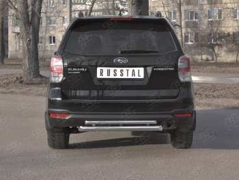 Защита заднего бампера (2 трубы Ø63 и 42 мм, нержавейка) SLITKOFF Subaru (Субару) Forester (Форестер)  SJ (2016-2019) SJ рестайлинг