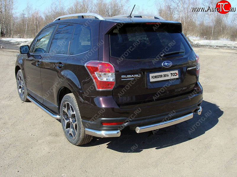 21 899 р. Защита заднего бампера (уголки овальные) ТСС 75х42 мм Subaru Forester SJ рестайлинг (2016-2019) (короткие, под брызговики)  с доставкой в г. Краснодар