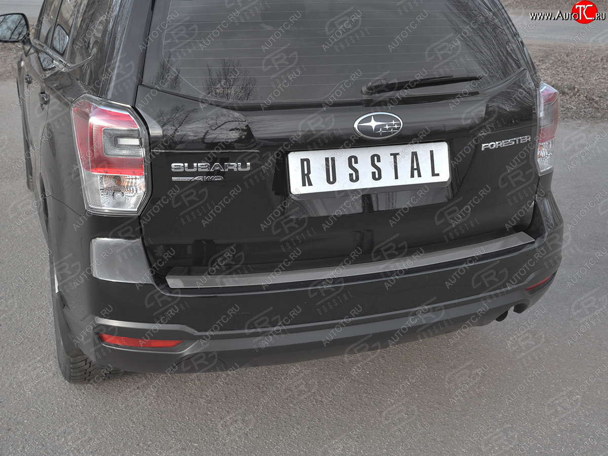 2 599 р. Защитная накладка заднего бампера на Russtal Subaru Forester SJ рестайлинг (2016-2019) (Нержавейка полированная)  с доставкой в г. Краснодар