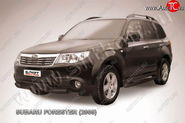 10 299 р. Защита переднего бампер Slitkoff  Subaru Forester  SH (2008-2013) (Цвет: серебристый)  с доставкой в г. Краснодар