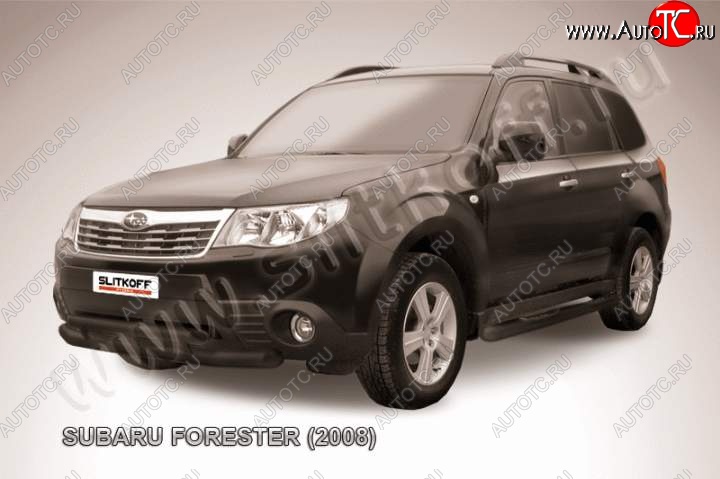 11 299 р. Защита переднего бампер Slitkoff Subaru Forester SH (2008-2013) (Цвет: серебристый)  с доставкой в г. Краснодар