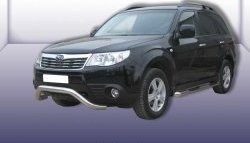 Усиленная низкая защита переднего бампера из трубы диаметром 76 мм Slitkoff Subaru Forester SH (2008-2013)