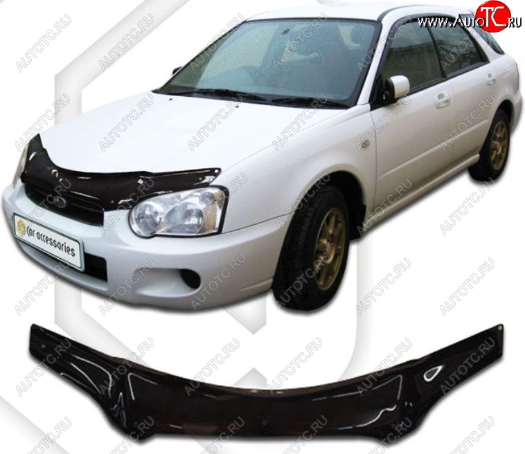 2 159 р. Дефлектор капота (GD2, GDA) CA-Plastiс  Subaru Impreza ( GD,  GG) (2002-2005) седан 1-ый рестайлинг, хэтчбэк 1-ый рестайлинг (Classic черный, Без надписи)  с доставкой в г. Краснодар