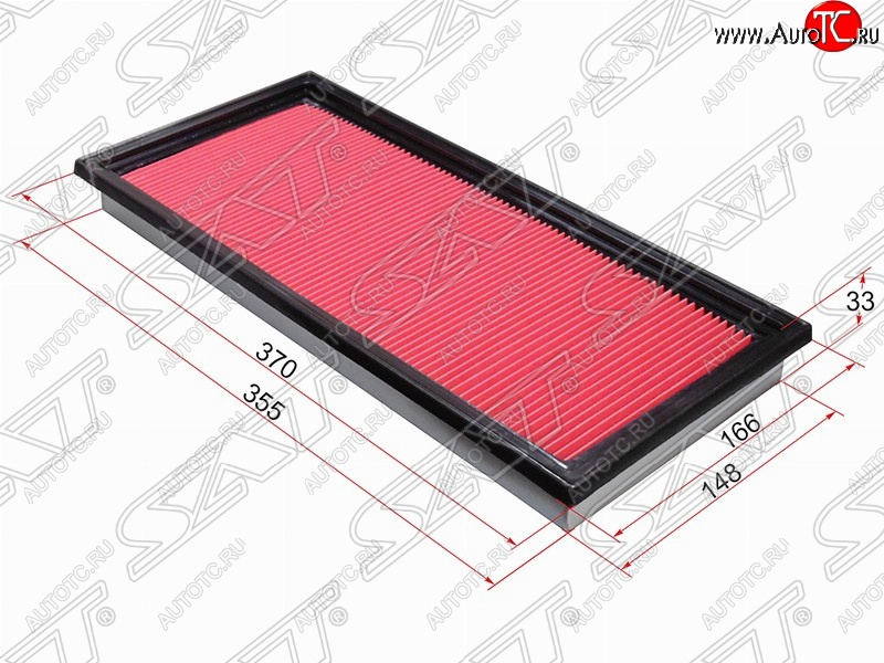 349 р. Фильтр воздушный двигателя SAT (370х168х33 mm)  Subaru Impreza ( GD,  GG) - Outback  BH/BE12  с доставкой в г. Краснодар