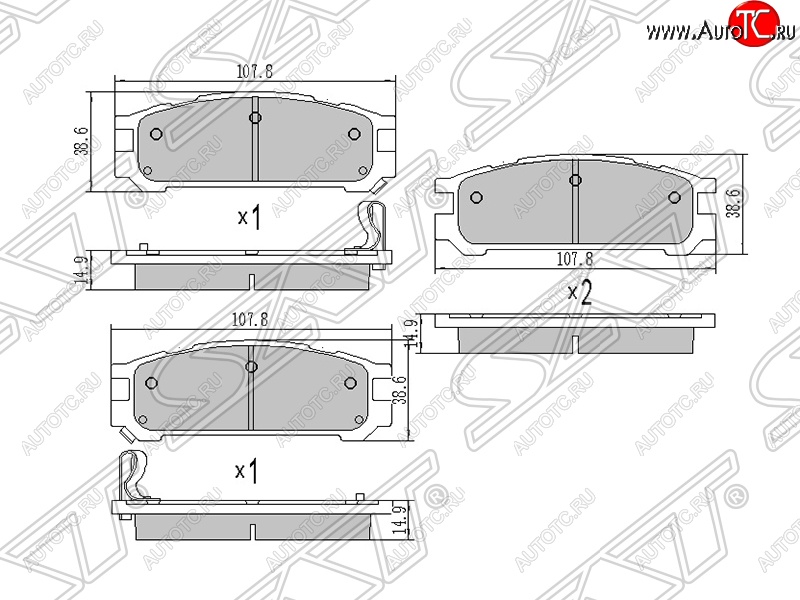 689 р. Колодки тормозные SAT (задние)  Subaru Impreza  GC - Outback  BH/BE12  с доставкой в г. Краснодар