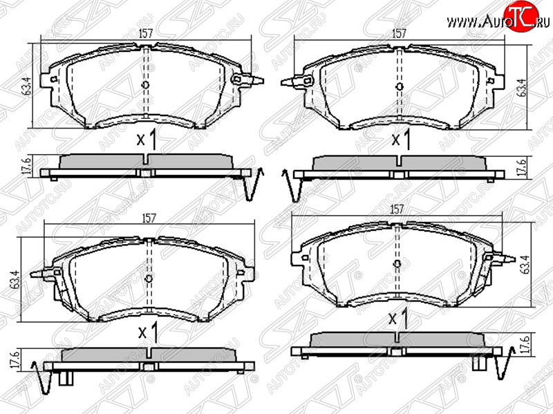 1 739 р. Колодки тормозные SAT (передние) Subaru Outback BP дорестайлинг универсал (2003-2006)  с доставкой в г. Краснодар