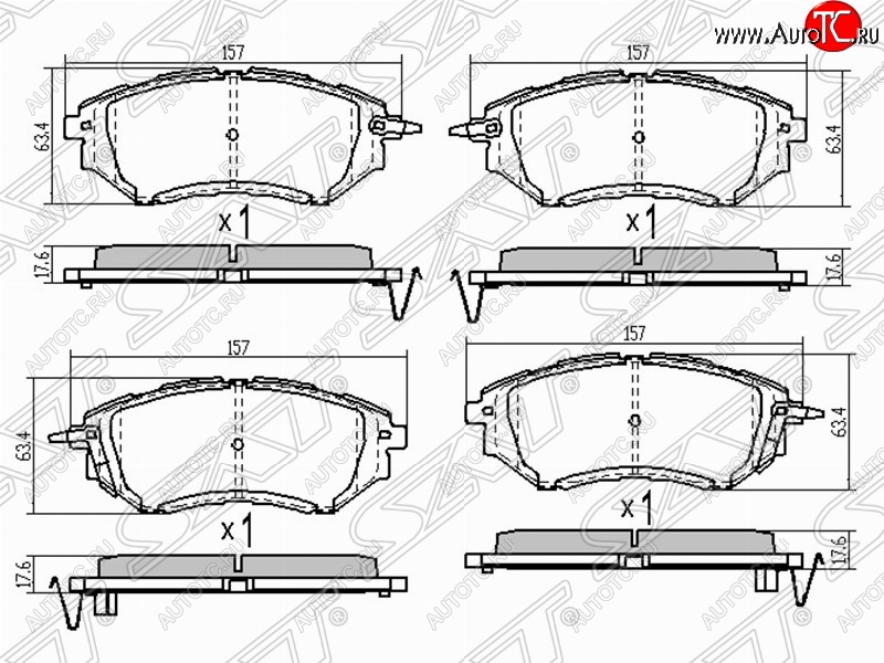 1 659 р. Колодки тормозные (передние) SAT  Subaru Legacy ( BL/B13,  BL,B13) - Tribeca  с доставкой в г. Краснодар