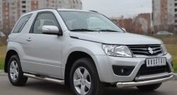 16 699 р. Защита переднего бампера (2 трубыØ76 и 42 мм, нержавейка) SLITKOFF  Suzuki Grand Vitara  JT (2012-2016) 3 двери 2-ой рестайлинг  с доставкой в г. Краснодар. Увеличить фотографию 2