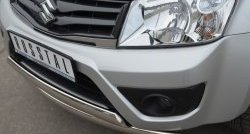 22 299 р. Защита переднего бампера (2 трубыØ75х42 мм, нержавейка) Russtal Suzuki Grand Vitara JT 3 двери 2-ой рестайлинг (2012-2016)  с доставкой в г. Краснодар. Увеличить фотографию 3