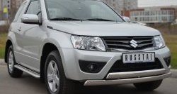 22 299 р. Защита переднего бампера (2 трубыØ75х42 мм, нержавейка) Russtal Suzuki Grand Vitara JT 3 двери 2-ой рестайлинг (2012-2016)  с доставкой в г. Краснодар. Увеличить фотографию 4