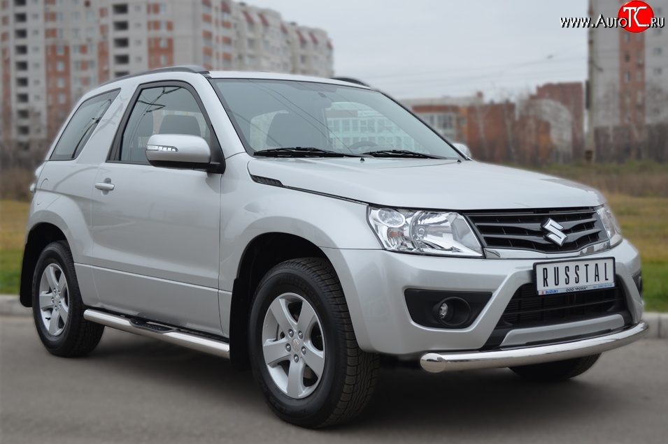 17 449 р. Одинарная защита переднего бампера диаметром 76 мм (3 дв.) SLITKOFF Suzuki Grand Vitara JT 3 двери 2-ой рестайлинг (2012-2016)  с доставкой в г. Краснодар