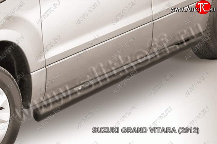 10 949 р. Защита порогов Slitkoff  Suzuki Grand Vitara  JT 5 дверей (2012-2016) 2-ой рестайлинг (Цвет: серебристый)  с доставкой в г. Краснодар