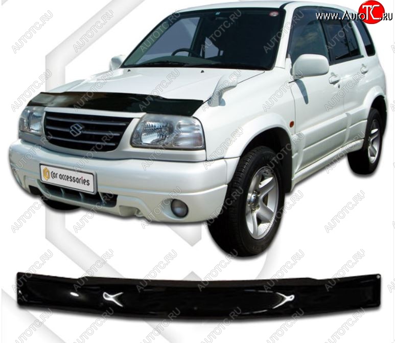 1 999 р. Дефлектор капота CA-Plastiс  Suzuki Grand Vitara XL7 (2000-2006)  дорестайлинг, рестайлинг (Classic черный, Без надписи)  с доставкой в г. Краснодар