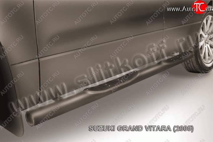 13 749 р. Защита порогов Slitkoff  Suzuki Grand Vitara ( JT 5 дверей,  JT 3 двери) (2005-2008) дорестайлинг, дорестайлинг (Цвет: серебристый)  с доставкой в г. Краснодар