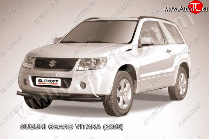 8 999 р. Защита переднего бампер Slitkoff Suzuki Grand Vitara JT 3 двери дорестайлинг (2005-2008) (Цвет: серебристый)  с доставкой в г. Краснодар