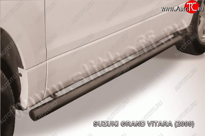 11 749 р. Защита порогов Slitkoff Suzuki Grand Vitara JT 3 двери дорестайлинг (2005-2008) (Цвет: серебристый)  с доставкой в г. Краснодар