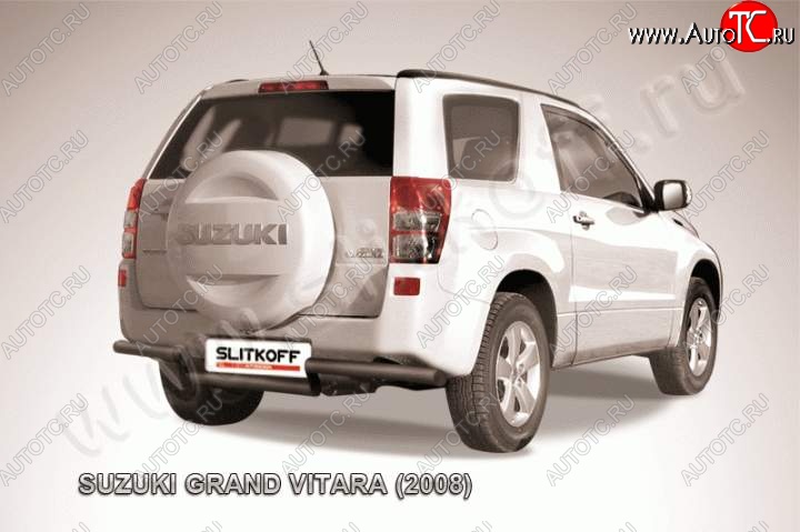 9 799 р. Защита задняя Slitkoff Suzuki Grand Vitara JT 3 двери дорестайлинг (2005-2008) (Цвет: серебристый)  с доставкой в г. Краснодар