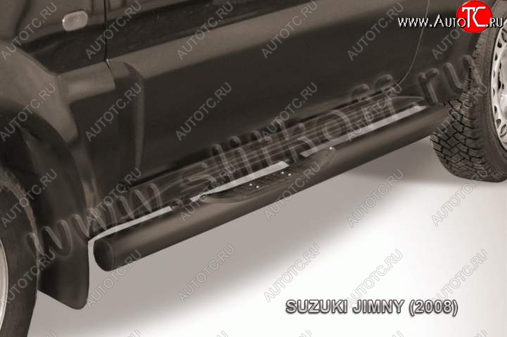 12 599 р. Защита порогов Slitkoff Suzuki Jimny JB23/JB43 1-ый рестайлинг (2002-2012) (Цвет: серебристый)  с доставкой в г. Краснодар