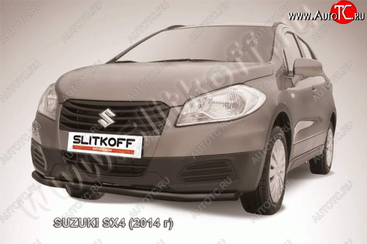 7 849 р. защита переднего бампера Slitkoff  Suzuki SX4  JYB, JYA (2013-2016) хэтчбэк дорестайлинг (Цвет: серебристый)  с доставкой в г. Краснодар