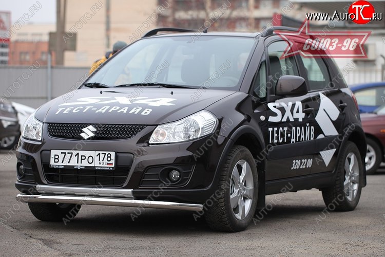 9 404 р. Защита переднего бампера одинарная Souz-96 (d60). Suzuki SX4 JYB, JYA хэтчбэк дорестайлинг (2013-2016)  с доставкой в г. Краснодар