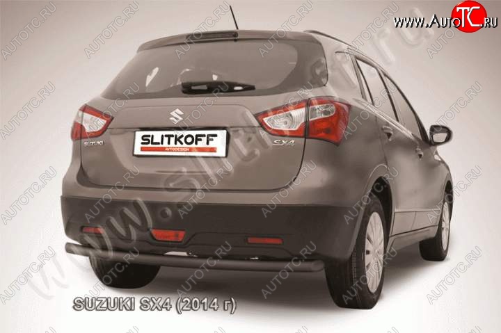 8 449 р. Защита задняя Slitkoff Suzuki SX4 JYB, JYA хэтчбэк дорестайлинг (2013-2016) (Цвет: серебристый)  с доставкой в г. Краснодар