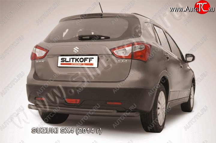 8 999 р. Защита задняя Slitkoff Suzuki SX4 JYB, JYA хэтчбэк дорестайлинг (2013-2016) (Цвет: серебристый)  с доставкой в г. Краснодар