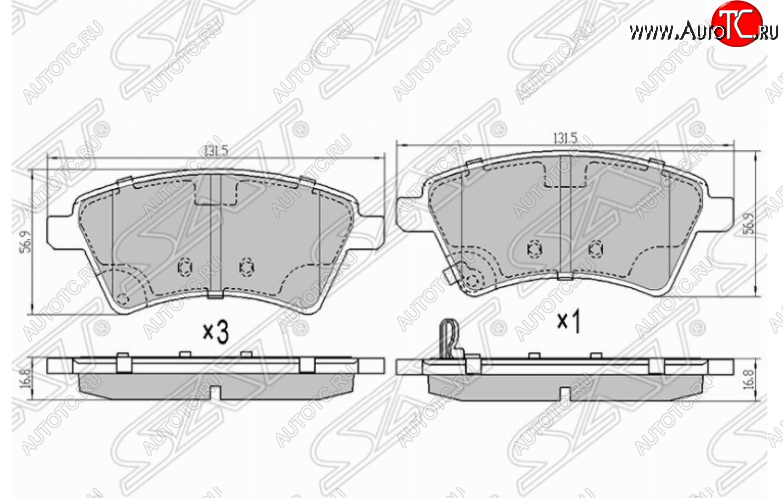 1 549 р. Комплект передних тормозных колодок SAT  Suzuki SX4  GYC21S (2006-2012) дорестайлинг седан  с доставкой в г. Краснодар