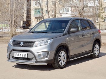 18 799 р. Защита переднего бампера (2 трубыØ42 мм, нержавейка) SLITKOFF  Suzuki Vitara  LY (2015-2019) дорестайлинг  с доставкой в г. Краснодар. Увеличить фотографию 3