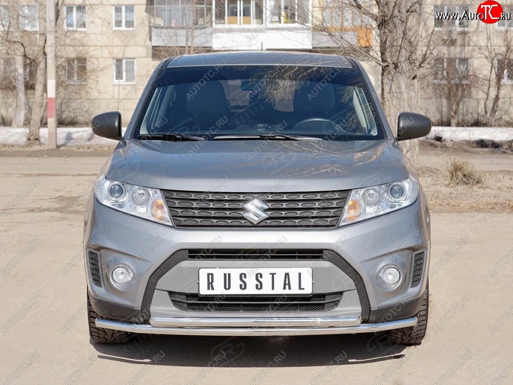 18 799 р. Защита переднего бампера (2 трубыØ42 мм, нержавейка) SLITKOFF  Suzuki Vitara  LY (2015-2019) дорестайлинг  с доставкой в г. Краснодар