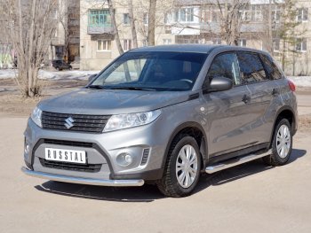 16 999 р. Одинарная защита переднего бампера диаметром 63 мм SLITKOFF  Suzuki Vitara  LY (2015-2019) дорестайлинг  с доставкой в г. Краснодар. Увеличить фотографию 2