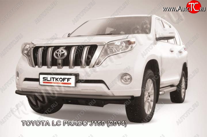 11 299 р. Защита переднего бампер Slitkoff Toyota Land Cruiser Prado J150 1-ый рестайлинг (2013-2017) (Цвет: серебристый)  с доставкой в г. Краснодар