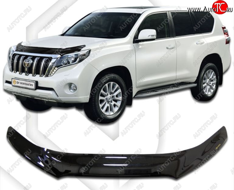 2 359 р. Дефлектор капота CA-Plastiс  Toyota Land Cruiser Prado  J150 (2013-2017) 1-ый рестайлинг (Classic черный, Без надписи)  с доставкой в г. Краснодар