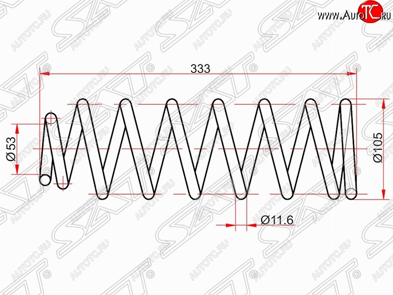 2 779 р. Комплект задних пружин (2 шт) 2WD SAT  Toyota Allion  T240 - Premio  T240  с доставкой в г. Краснодар