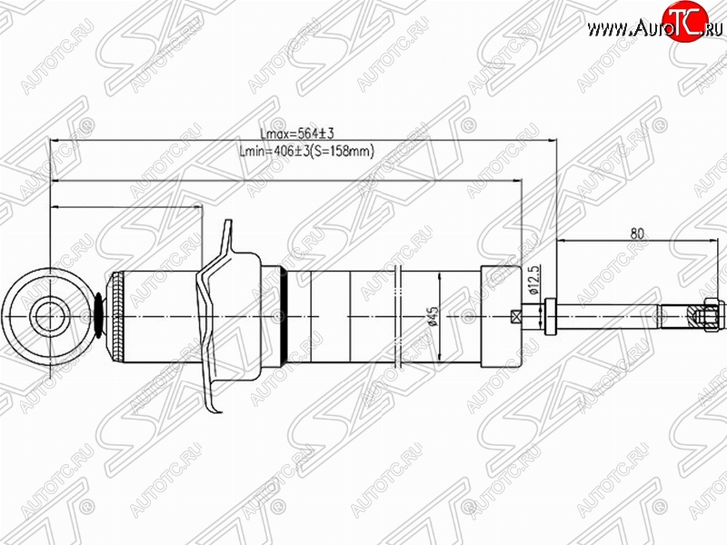 2 799 р. Амортизатор задний SAT (установка на левую или правую сторону) Toyota Crown S180 седан дорестайлинг (2003-2005)  с доставкой в г. Краснодар