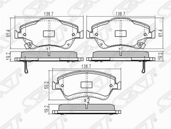 Колодки тормозные (передние) SAT Toyota Auris E150 хэтчбэк 5 дв. рестайлинг (2010-2012)