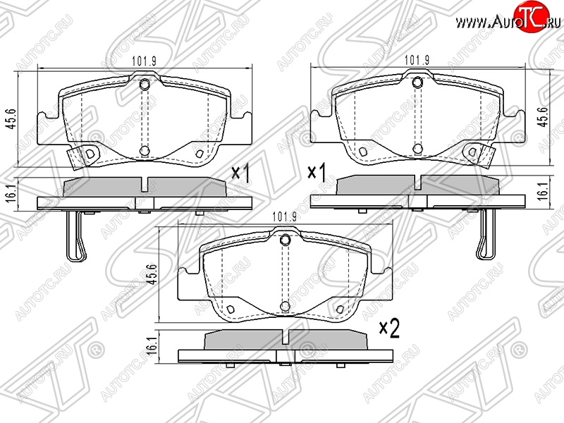 799 р. Колодки тормозные SAT (задние)  Toyota Auris ( E150,  E180) - Corolla  E180  с доставкой в г. Краснодар