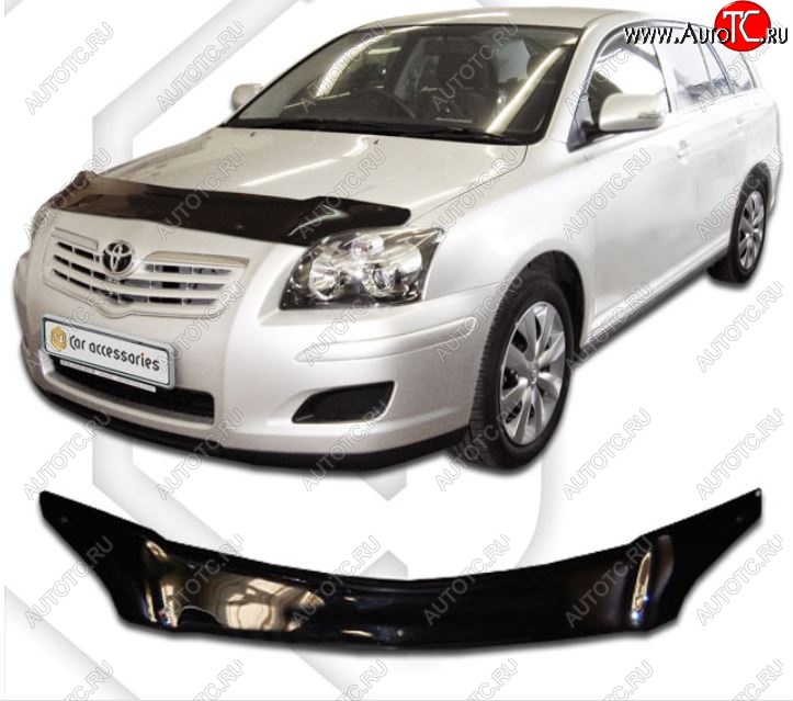 2 079 р. Дефлектор капота CA-Plastiс  Toyota Avensis  T250 универсал (2003-2006) дорестайлинг (Classic черный, Без надписи)  с доставкой в г. Краснодар