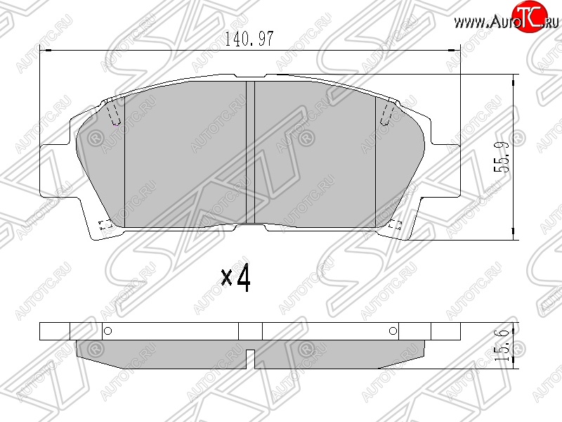 1 359 р. Колодки тормозные SAT (передние) Toyota Caldina T210 дорестайлинг универсал (1997-1999)  с доставкой в г. Краснодар