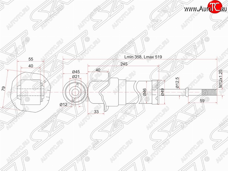 2 699 р. Амортизатор задний SAT  Toyota Avensis ( T250 седан,  T250 универсал) (2003-2008) дорестайлинг, дорестайлинг, рестайлинг, рестайлинг  с доставкой в г. Краснодар