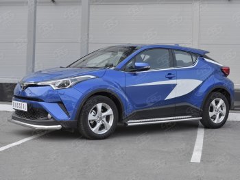 17 299 р. Защита переднего бампера (Ø63 мм, нержавейка) SLITKOFF  Toyota C-HR  NGX10, ZGX10 (2016-2019) дорестайлинг  с доставкой в г. Краснодар. Увеличить фотографию 2