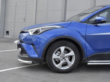 17 299 р. Защита переднего бампера (Ø63 мм, нержавейка) SLITKOFF  Toyota C-HR  NGX10, ZGX10 (2016-2019) дорестайлинг  с доставкой в г. Краснодар. Увеличить фотографию 3