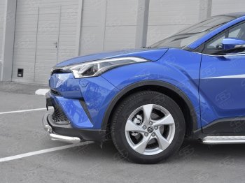 25 999 р. Защита переднего бампера (Ø63 мм с клыками, нержавейка) SLITKOFF Toyota C-HR NGX10, ZGX10 дорестайлинг (2016-2019)  с доставкой в г. Краснодар. Увеличить фотографию 3